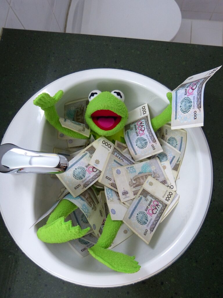 kermit, frog, money